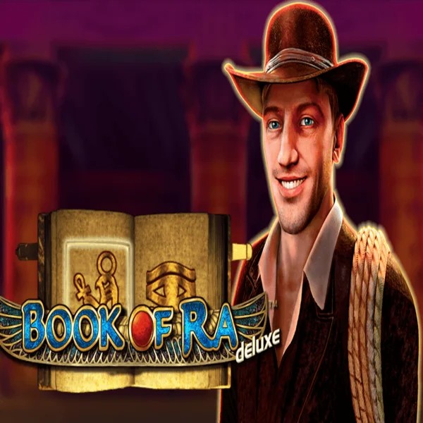 Book of Ra Deluxe online game logo by Novomatic on sspinational.com