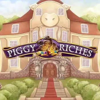 Piggy Riches slot logo by NetEnt at Spinational Casino